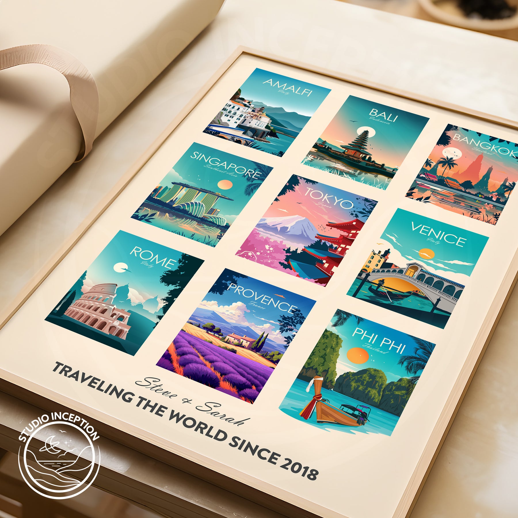 Club R Travel Studio Favourite Places Travel Gift, Personalised Travel Memories Poster - Ch ...