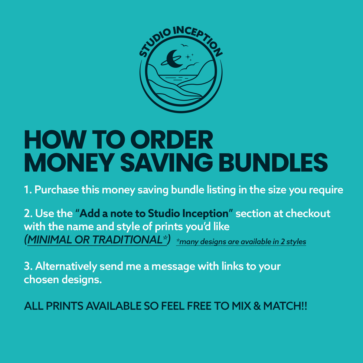 Money Saving offer - 4 prints for the price of 2.5 – Studio Inception